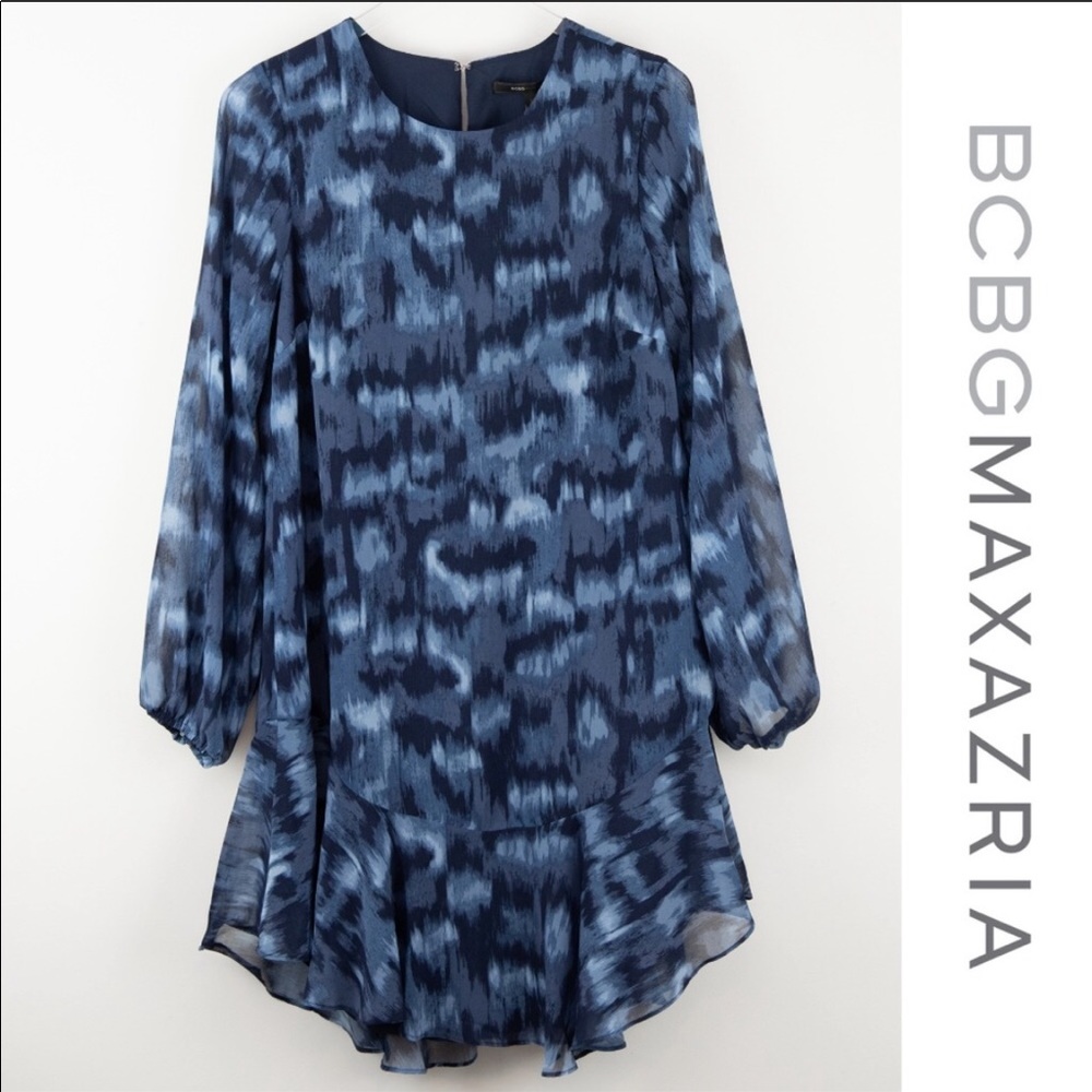 BCBGMAXAZRIA Pacific Blue Cloud Shift Dress Small